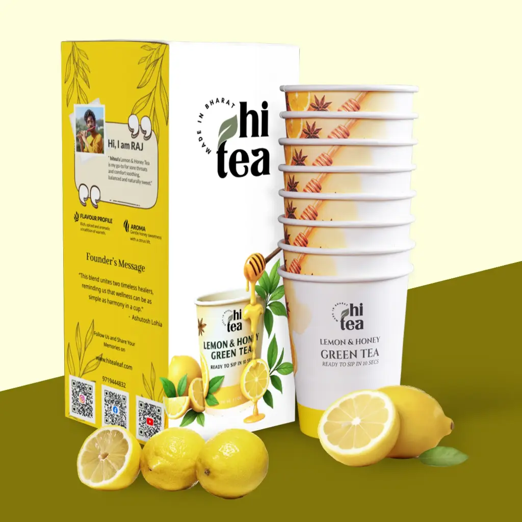 Hi Tea Artisanal Lemon Green Tea – Zesty, Fresh & Detoxifying | Natural Antioxidants | 8 Instant Cups